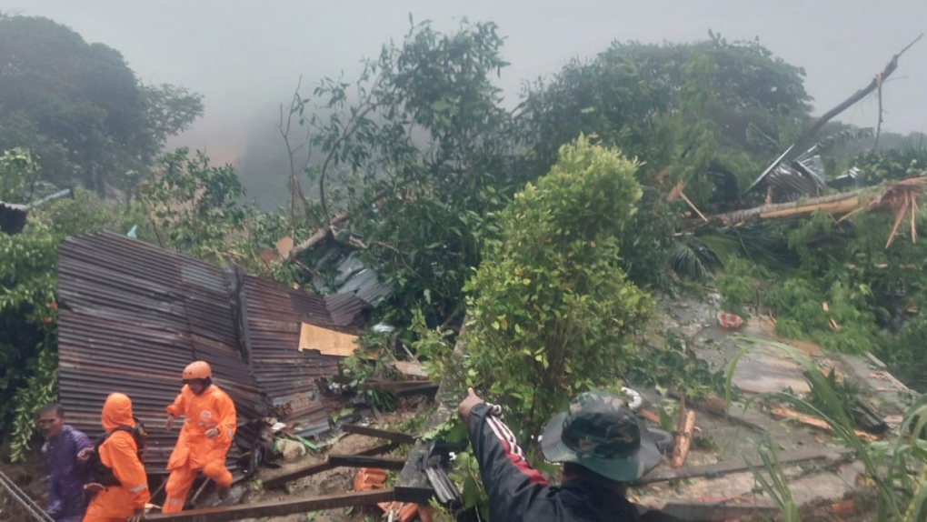 Searching for landslide victims on Serasan Island