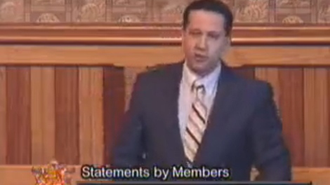 Fredericton Liberal T.J. Burke does his rendition of 'Pants on the Ground' in this image courtesy YouTube.