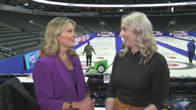 Julie Atchison and Laura Geddes at the Tim Hortons Brier on March 8, 2023. (CTV News file photo)