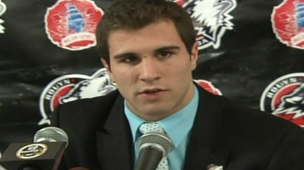 Rouyn-Noranda Huskies' Patrice Cormier speaks during a press conference on Tuesday, Jan. 26, 2010.