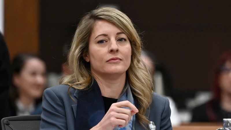Minister of Foreign Affairs Melanie Joly prepares to appear before the Standing Committee on Procedure and House Affairs to answer questions on foreign election interference, on Parliament Hill in Ottawa, on Thursday, March 9, 2023. THE CANADIAN PRESS/Justin Tang 