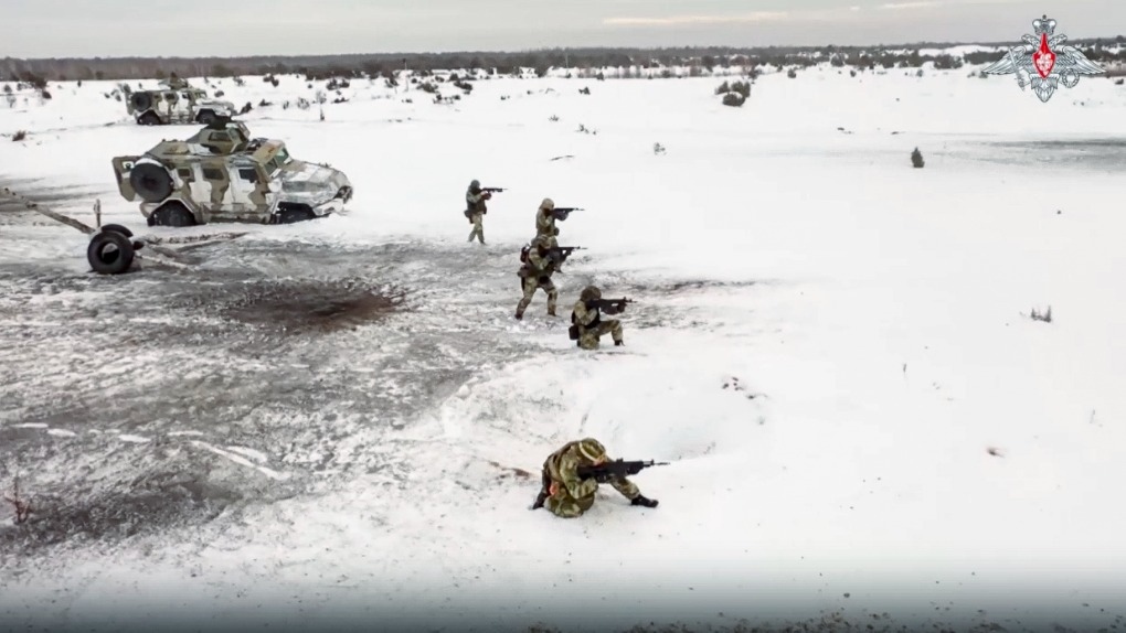 Russian soldiers take part in drills