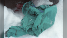 Close up of teal jacket and blood stained gloves found by a canine track in the snow after Renee Sweeney's murder in Sudbury Jan. 27,1998. (Supplied)