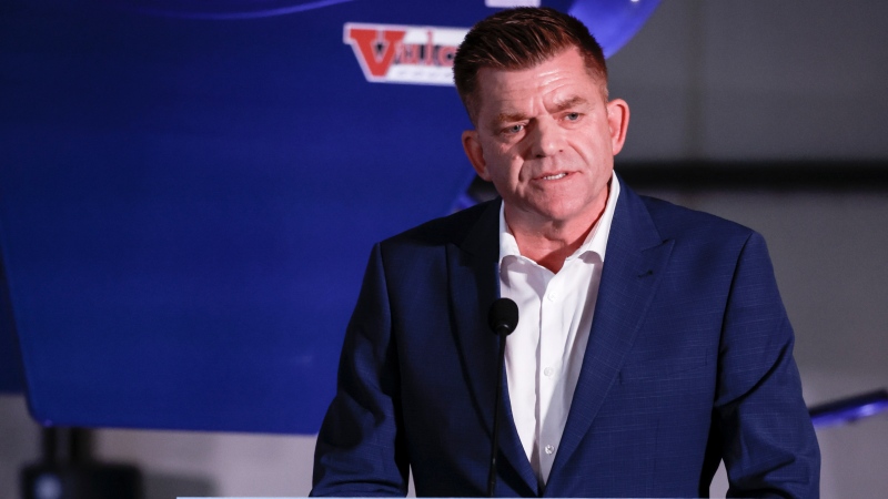 Brian Jean makes a comment during the United Conservative Party of Alberta leadership candidate's debate in Medicine Hat, Alta., Wednesday, July 27, 2022. (THE CANADIAN PRESS/Jeff McIntosh)