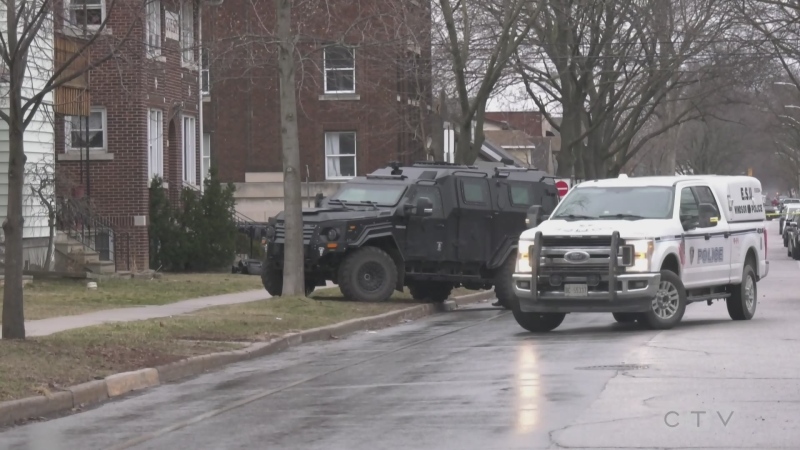 Windsor police on scene of a standoff on in Walkerville on March 17, 2023. (CTV News file photo)