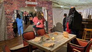 A recreation of Diagon Alley from the "Harry Potter" movie series is pictured at an event at the South Shore Centre on March 16, 2023, in Bridgewater, N.S. (Ceilidh Millar/CTV) 