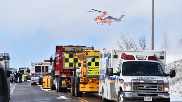 A photo of the crash scene on Highway 89 near 5th Sideroad, taken on Sat., March 18 (Courtesy: Michael Chorney/At the Scene Photography). 