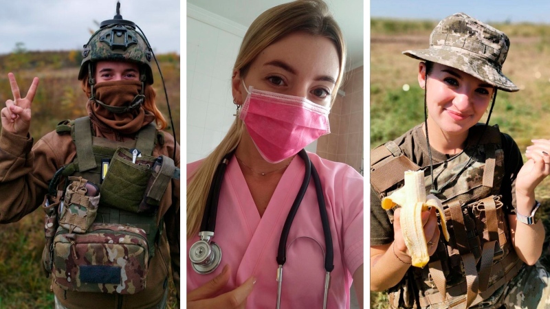 (Left) Lisa, Veronika, Karina are all female soldiers fighting on Ukraine's front lines. (Contributed) 