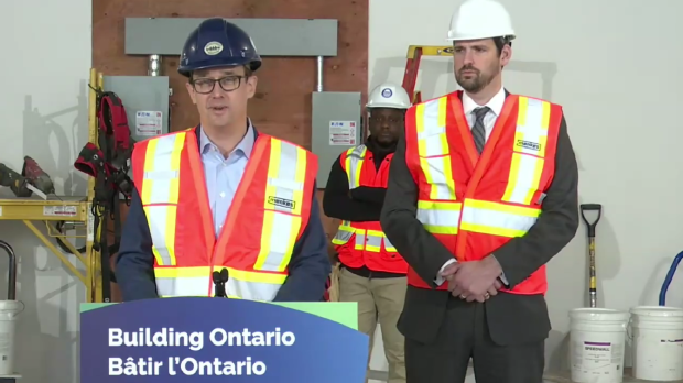 Monte McNaughton, Minister of Labour, Immigration, Training and Skills Development makes an  announcement on March 18, 2023 (Ontario At Work/Twitter)