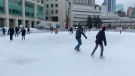 Skaters on the ice at the Rink of Dreams outside Ottawa City Hall. March 18, 2023. (Natalie van Rooy/CTV News Ottawa)