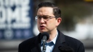Conservative Party Leader Pierre Poilievre speaks during a press conference at the Ottawa Children’s Treatment Centre in Ottawa, on Sunday, March 19, 2023. THE CANADIAN PRESS/Spencer Colby