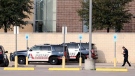 Arlington police investigate a shooting at Lamar High School in Arlington, Texas on Monday, March 20, 2023. (Amanda McCoy/Fort Worth Star-Telegram)