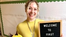In this undated photo provided by her family and lawyers, Abigail Zwerner, a first-grade teacher at Richneck Elementary School in Newport News, Va., is shown inside her classroom. (Family of Abigail Zwerner via AP, File)