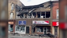 Fire destroyed a building in downtown Aylmer, Ont. on March 20, 2023. (Sean Irvine/CTV News London)