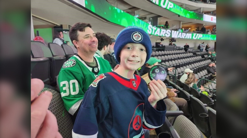 Blake Wheeler, 11, is a big fan of the Winnipeg Jets and recently got to speak to his hockey hero. (Source: Cortney Wheeler)