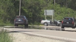 A car and SUV collided head-on on Highway 12 in Tay Township, Ont. on  July 4, 2020 (David Sullivan/CTV News) 
