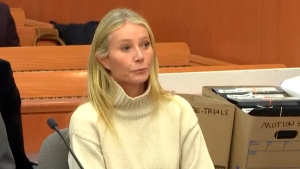 In this image taken from pool video, actor Gwyneth Paltrow appears during a hearing, Tuesday, March 21, 2023, in Park City, Utah, where she is accused in a lawsuit of crashing into a skier during a 2016 family ski vacation, leaving him with brain damage and four broken ribs. (Pool Video via AP) 