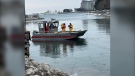 The Collingwood Fire Department readies to rescue people stranded on Nottawasaga Island Weds., March 22, 2023. (Courtesy Collingwood Fire Department)