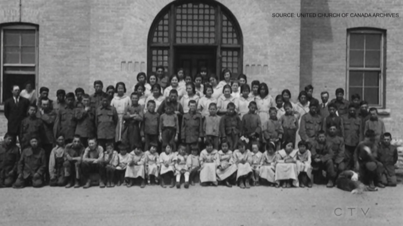Residential school photo from United Church of Canada archives.