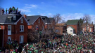 Hundreds of people gathered in Kingston's University District on Saturday as part of St. Patrick's Day celebrations. (Kingstom Police Service/release)