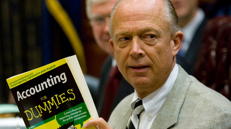 South Carolina Comptroller General Richard Eckstrom holds up a book he wanted to present to his new Chief of Staff James Holly during his introduction at the Budget and Control Board meeting, Aug. 13, 2009, in Columbia, S.C. (AP Photo/Mary Ann Chastain, File)