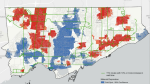 A map of how TTC service reductions will impact neighbourhoods throughout Toronto. (Toronto Metropolitan University/Transform Lab)