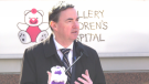 Alberta Health Minister Jason Copping takes questions from journalists at the Stollery Children's Hospital in Edmonton on March 23, 2023. (Galen McDougall/CTV News Edmonton)