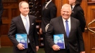 Ontario Finance Minister Peter Bethlenfalvy (left) and Premier Doug Ford arrive to table the provincial budget at the legislature at Queen's Park in Toronto on Thursday, March 23, 2023. THE CANADIAN PRESS/Frank Gunn