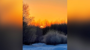 Frosty sunrise south of Tolstoi. Photo by Lillian Fisher.