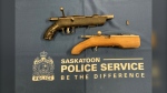 Saskatoon police arrested two men and seized two sawed-off rifles after executing a search warrant in Riversdale on Wednesday. (Courtesy: Saskatoon Police Service)