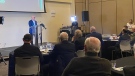 Albert Barbusci speaks at the announcement of an offshore wind marshalling yard in Sydney, N.S., on March 23, 2023. (Kyle Moore/CTV)