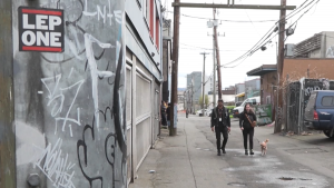 Members of a Vancouver Coastal Health youth outreach team walk in the Downtown Eastside on March 23, 2023. 