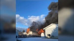 Hazel Street structure fire. March 23/23 (Credit: Sudbury Professional Fire Fighters, Facebook)