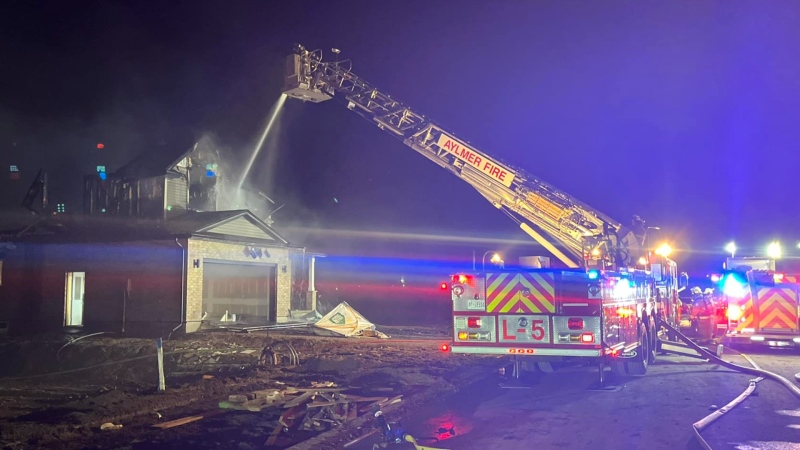 A fire at a new-build home in Aylmer is deemed suspicious. March 24, 2023. (Source: Aylmer police)