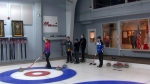 Sophie Gregoire Trudeau and Jill Biden at curling 