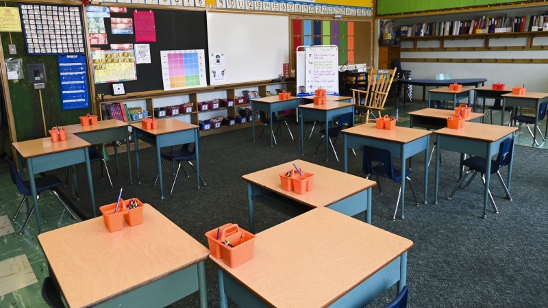 The raises the province is offering education workers in a proposed four-year deal aren't enough to keep up with the cost of living, the union representing public high school teachers said Thursday. A grade two classroom is shown in this Monday, September 14, 2020 file photo. THE CANADIAN PRESS/Nathan Denette
