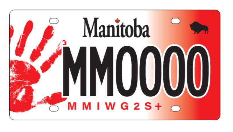 A possible design for the MMIWG2S+ licence plates slated to be available to the public before the end of 2023 (Source: Manitoba Public Insurance)