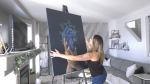 Ashley Rosenow was inspired to create a piece of art after hearing that two EPS officers had been killed, and she's auctioning it off in support of their families. (Miriam Valdes-Carletti/CTV News Edmonton)