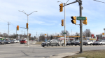The intersection of Hamilton Road and Highbury Avenue in southeast London, Ont. as seen on March 24, 2023. (Daryl Newcombe/CTV News London)