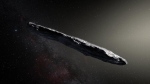An artist's rendering of what the cigar-shaped comet 'Oumuamua looks like. (NASA/European Southern Observatory/M. Kornmesser)