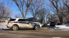 Saskatoon police were called out after a woman was allegedly stabbed in the 1400 block of Idylwyld Drive around 9 a.m. Friday. (Josh Lynn/CTV News)