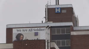 A photo of Soldiers Memorial Hospital, taken on Sat., March 25 (Rob Cooper/CTV News). 