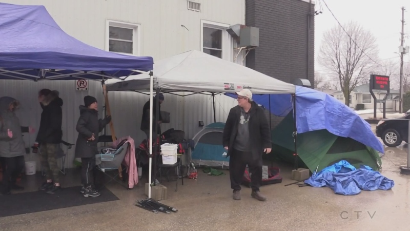 The Sleep Overnight Outside event raises money for a food bank in Listowel. (Scott Miller/CTV News London)