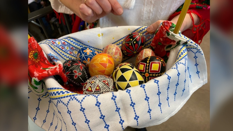 There was also an Easter egg workshop held by Julia Khalack for anyone who wanted to learn the intricate details of painting Ukrainian Easter eggs, or Pysanka, by using wax and dyes. (Derek Haggett/CTV Atlantic)