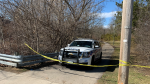 Police investigate a death they've deemed suspicious in the area of Base Line Road West and West Street, near Commissioners Road, in London, Ont. on March 26, 2023. (Bryan Bicknell/CTV News London) 