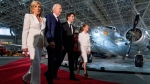 First lady Jill Biden, President Joe Biden, Canadian Prime Minister Justin Trudeau and his wife Sophie Gregoire Trudeau arrive for a gala dinner at the Canadian Aviation and Space Museum, Friday, March 24, 2023, in Ottawa, Canada. (AP Photo/Andrew Harnik) 