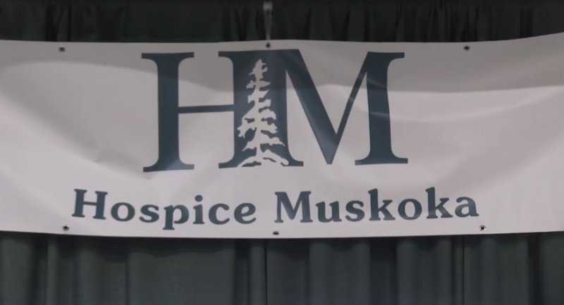 A photo of a banner at the Hospice Muskoka booth at the Cottage Life Show, taken on Sun., March 26 (Rob Cooper/CTV News). 