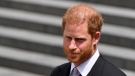Britain's Prince Harry leaves after attending a service of thanksgiving for the reign of Queen Elizabeth II at St. Paul's Cathedral in London, June 3, 2022, on the second of four days of celebrations to mark the Platinum Jubilee. Harry was in court Monday for a hearing about a lawsuit he has brought against a group of tabloids. (Toby Melville, Pool Photo via AP, File)