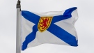 Nova Scotia's provincial flag flies on a flag pole in Ottawa, Friday July 3, 2020. (THE CANADIAN PRESS/Adrian Wyld)