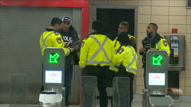 Police investigate after an unprovoked stabbing on the TTC. (CTV News Toronto)